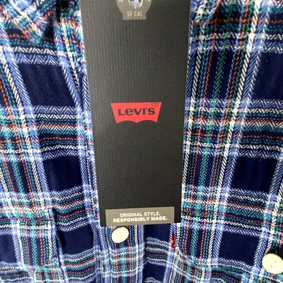 Levis Mens Classic Plaid Worker Shirt Size S - Picture 4 of 8